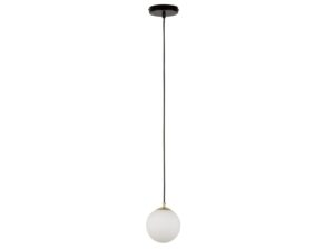 Miniaturka 2 - Lampa wisząca Piano 1 z białym kulistym kloszem, czarnym przewodem i złotym mocowaniem
