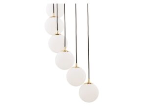 Miniaturka 5 - Lampa wisząca Piano 15 Antresola czarno-złota z piętnastoma białymi kloszami