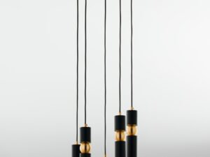 Miniaturka 2 - Lampa wisząca 5-punktowa czarno-złota – widok całej lampy