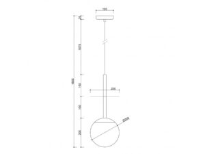 Miniaturka 17 - Wymiary lampy wiszącej PLAAT A z kloszem 20 cm