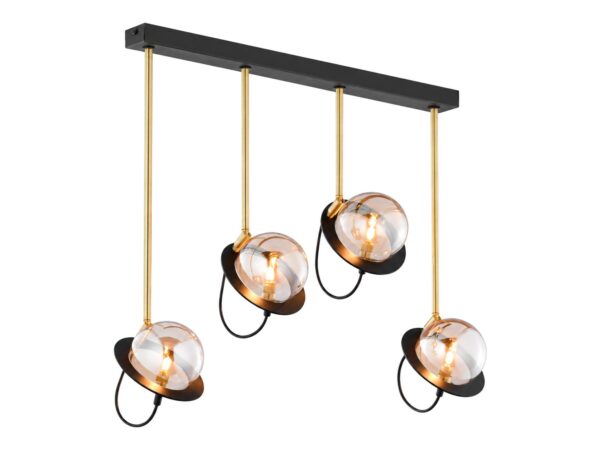 Lampa wisząca Planet 4-punktowa ze szklanymi kloszami na białym tle