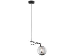 Miniaturka 7 - Detal metalowego pierścienia i szklanego klosza lampy wiszącej Planet czarno-niklowej