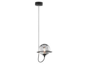 Miniaturka 6 - Lampa wisząca Planet czarno-niklowa ze szklanym kloszem – ujęcie boczne