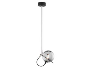 Miniaturka 5 - Lampa wisząca Planet czarno-niklowa, szklany klosz i metalowy pierścień – inne ujęcie