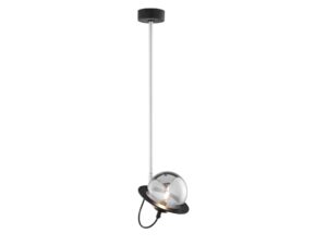Miniaturka 1 - Lampa wisząca Planet czarno-niklowa z kulistym przydymionym kloszem – widok główny