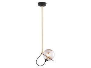 Miniaturka 4 - Zbliżenie konstrukcji lampy wiszącej Planet złoto-czarnej z ozdobnym pierścieniem