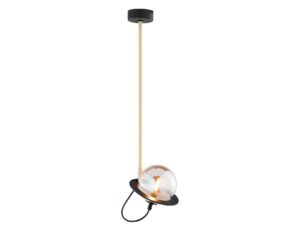 Miniaturka 2 - Lampa wisząca Planet złoto-czarna, szklany kulisty klosz na metalowym pierścieniu – inne ujęcie