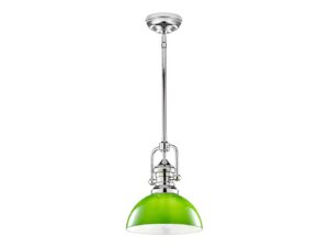 Miniaturka 5 - Lampa wisząca Platino z zielonym szklanym kloszem na białym tle