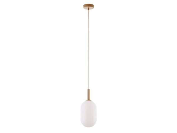Lampa wisząca Pluum 1 M w kolorze ciepły beż na białym tle