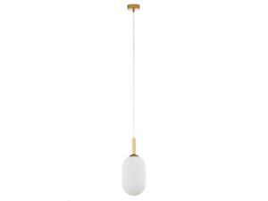 Miniaturka 2 - Lampa wisząca Pluum 1 M ze złotym zawieszeniem i białym szklanym kloszem