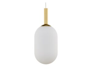 Miniaturka 1 - Lampa wisząca Pluum 1 M złota szczotkowana, cały klosz szklany i zawieszenie