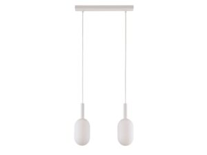 Miniaturka 6 - Lampa wisząca Pluum 2 biała, dwa szklane klosze na listwie sufitowej