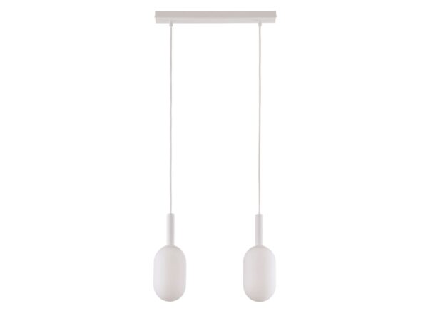 Lampa wisząca Pluum 2 biała, dwa szklane klosze na listwie sufitowej