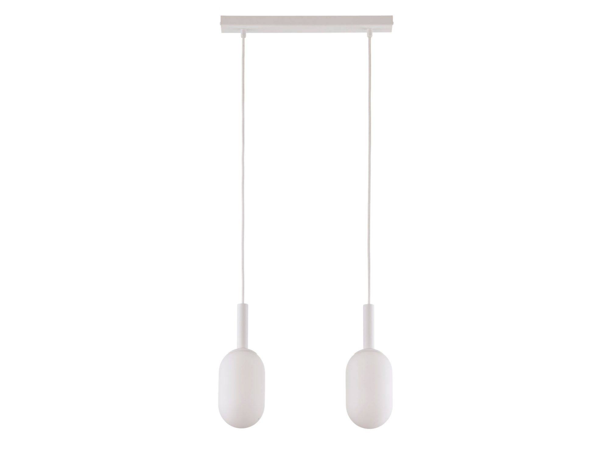 Lampa wisząca Pluum 2 biała, dwa szklane klosze na listwie sufitowej