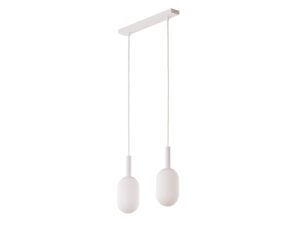 Miniaturka 3 - Pluum 2 biała lampa wisząca widziana ukośnie z listwą sufitową