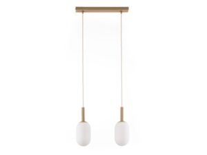 Miniaturka 1 - Lampa wisząca Pluum 2 w kolorze ciepłego beżu, dwa mleczne klosze