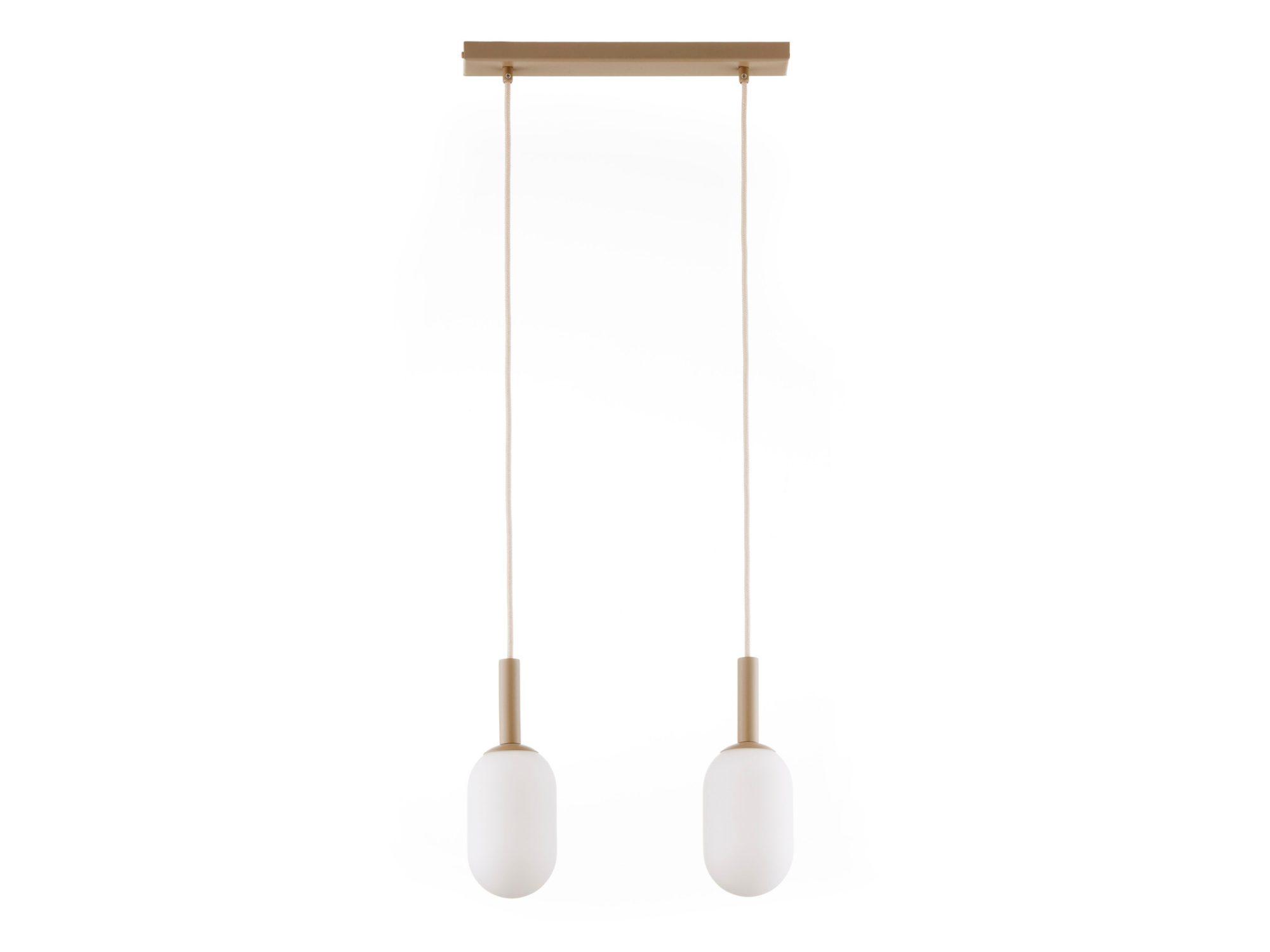 Lampa wisząca Pluum 2 w kolorze ciepłego beżu, dwa mleczne klosze