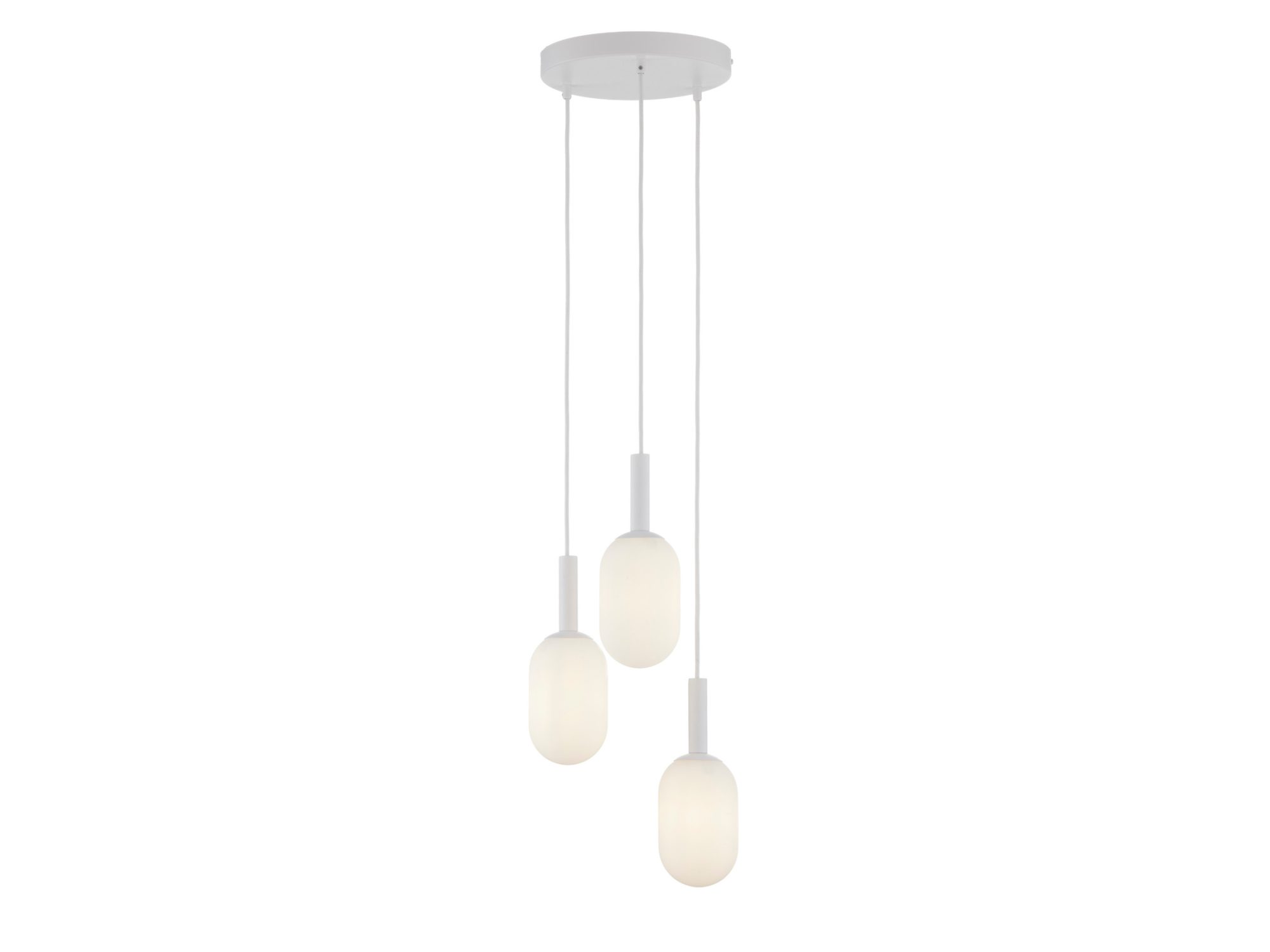 Lampa wisząca Pluum 3 koło biała z trzema rozświetlonymi kloszami