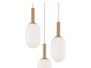 Miniaturka 5 - Trzy klosze lampy Pluum 3 koło z beżowymi mocowaniami w zbliżeniu