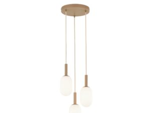 Miniaturka 3 - Lampa Pluum 3 koło w ciepłym beżu z trzema rozświetlonymi kloszami