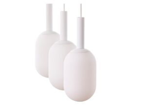 Miniaturka 1 - Lampa wisząca Pluum 3 liniowa biała z trzema szklanymi kloszami