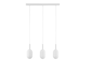 Miniaturka 6 - Lampa wisząca Pluum 3 prosty biała z trzema szklanymi kloszami na białym tle