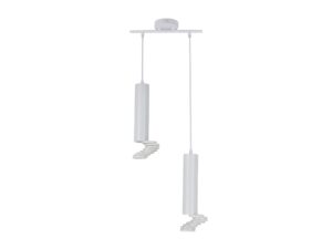 Miniaturka 2 - Biała lampa wisząca z dwoma cylindrycznymi reflektorami GU10 i spiralnymi osłonami
