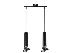 Miniaturka 5 - Czarna lampa wisząca z dwoma cylindrycznymi reflektorami GU10 i spiralnymi osłonami