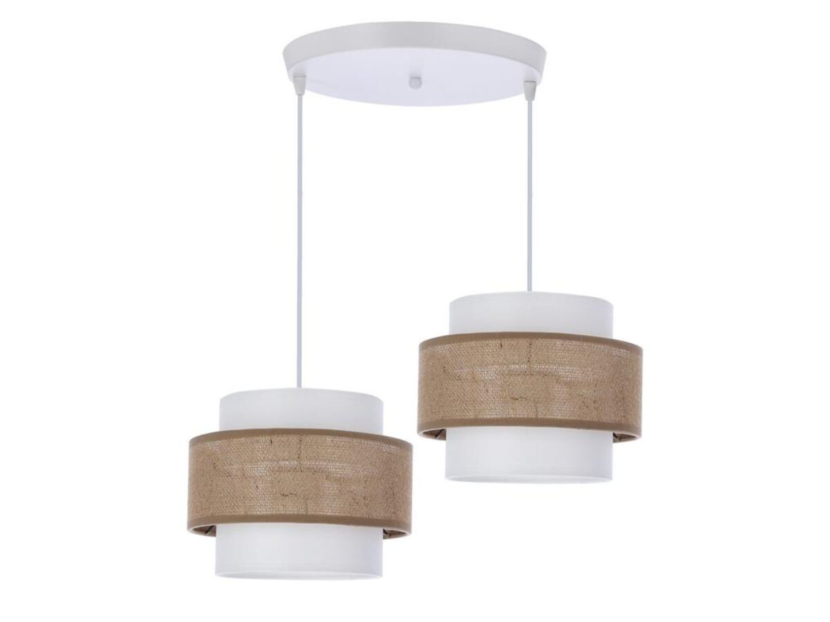 Lampa wisząca Ulosela 2-punktowa z biało-beżowymi abażurami