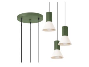 Miniaturka 17 - Lampa wisząca potrójna Avelira 30 cm beżowo-oliwkowa