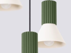 Miniaturka 22 - Lampa wisząca potrójna Avelira 30 cm beżowy + zielony oliwkowy – klosze z bliska
