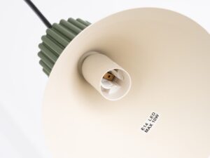 Miniaturka 24 - Lampa wisząca potrójna Avelira 30 cm beżowy + zielony oliwkowy – klosz od spodu z oprawką