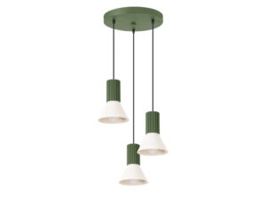 Miniaturka 18 - Lampa wisząca potrójna Avelira 30 cm beżowy + zielony oliwkowy na białym tle