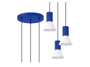 Miniaturka 4 - Lampa wisząca potrójna Avelira 30 cm biało-ultramarynowa