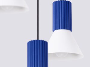 Miniaturka 9 - Lampa wisząca potrójna Avelira 30 cm biały + ultramaryna – klosze z bliska