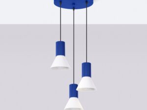 Miniaturka 6 - Lampa wisząca potrójna Avelira 30 cm biały + ultramaryna we wnętrzu