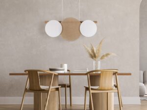 Miniaturka 1 - Lampa wisząca Pulse 3-punktowa z drewnianą belką we wnętrzu