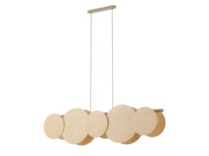 Miniaturka 2 - Lampa wisząca Pulse w piaskowym beżu z pięcioma okrągłymi abażurami z rafii