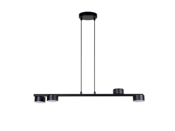 Lampa wisząca Punto 4 w czarnym wykończeniu, cztery metalowe klosze
