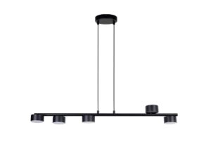 Miniaturka 2 - Lampa wisząca Punto 5 czarna z pięcioma metalowymi punktami światła na poziomej listwie