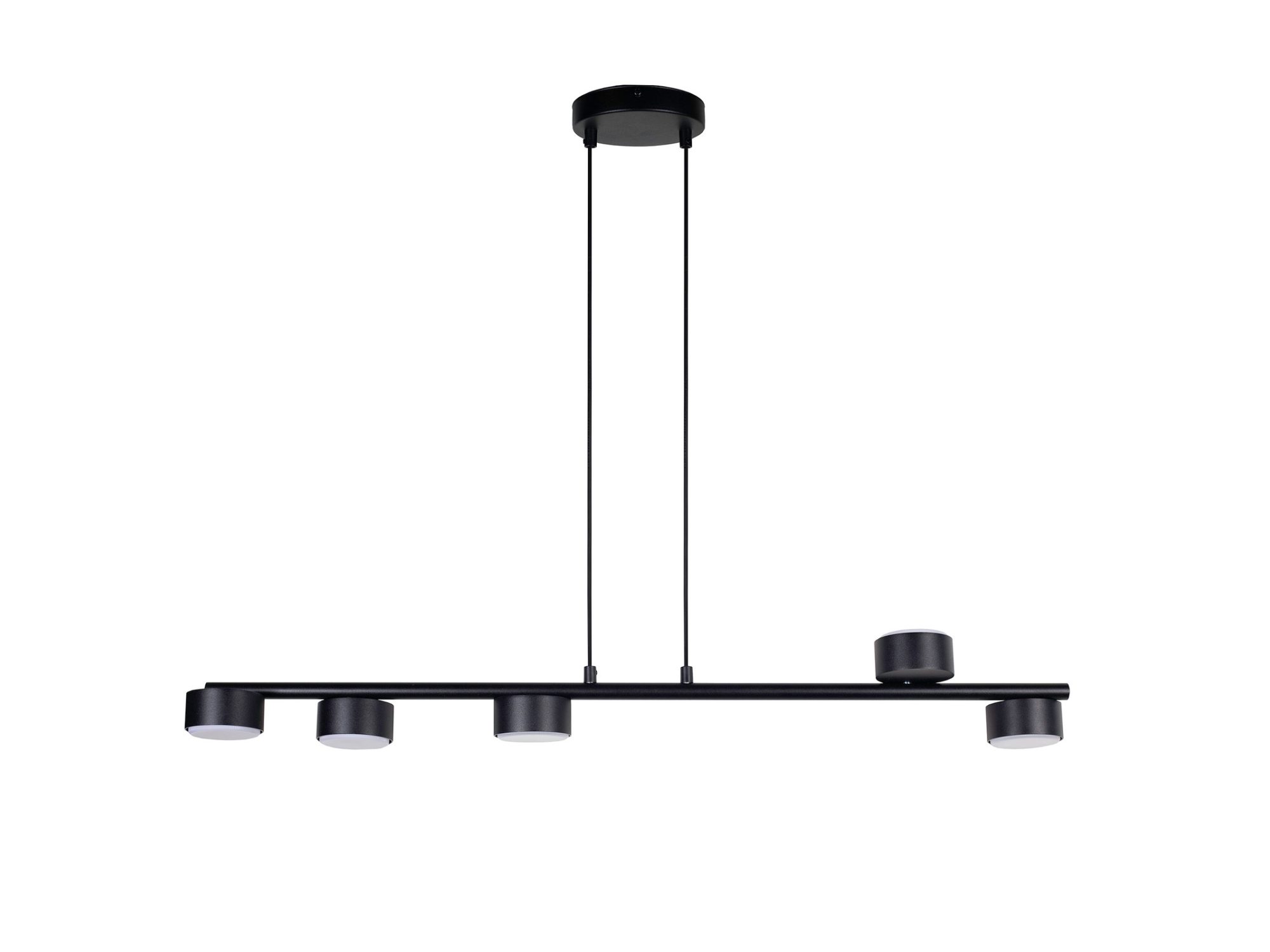 Lampa wisząca Punto 5 czarna z pięcioma metalowymi punktami światła na poziomej listwie