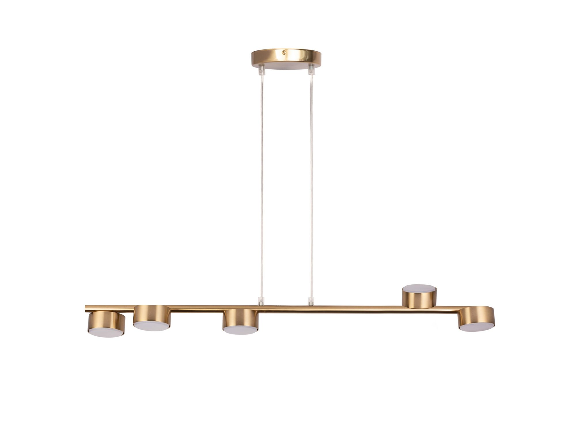 Lampa wisząca Punto 5 złota szczotkowana z pięcioma metalowymi kloszami GX53