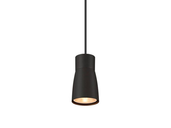 Czarna lampa wisząca Puri 2.0 Dome z widoczną żarówką GU10