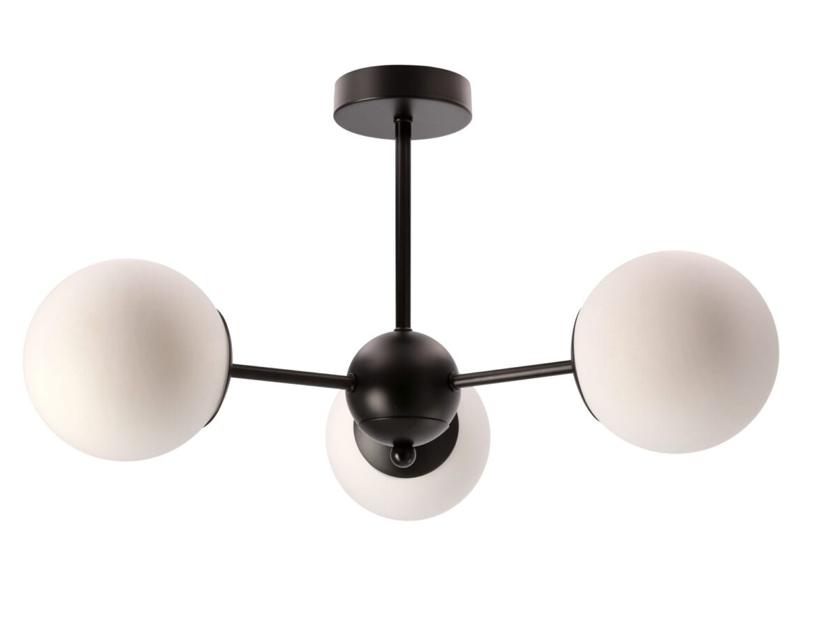 Lampa wisząca Ralamio 3-punktowa czarna białe kule 54 cm