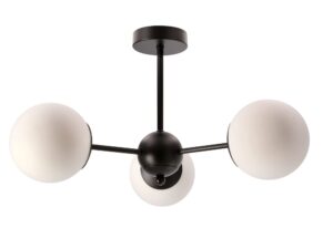 Miniaturka 2 - Lampa wisząca Ralamio czarna z trzema białymi kulistymi kloszami