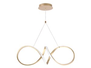 Miniaturka 3 - Lampa wisząca Raledino ze złotą oprawą o falującym kształcie i białym pasem LED