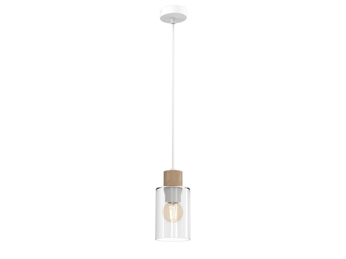 Lampa wisząca Raletona 1 × E27 szkło i drewno