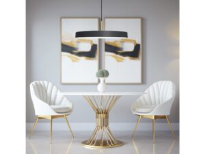 Miniaturka 2 - Lampa wisząca Raliseta nad białym okrągłym stołem w jadalni