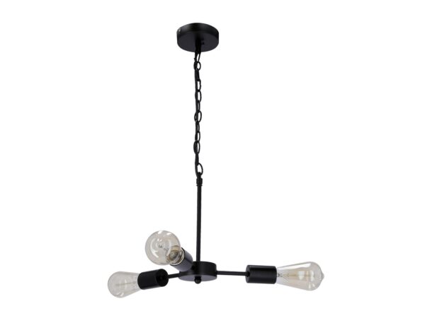Czarna lampa wisząca Revemino na łańcuchu z trzema ramionami i oprawkami E27