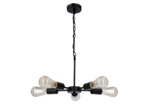 Miniaturka 2 - Lampa wisząca Revemino czarna z pięcioma odsłoniętymi oprawkami na łańcuchu